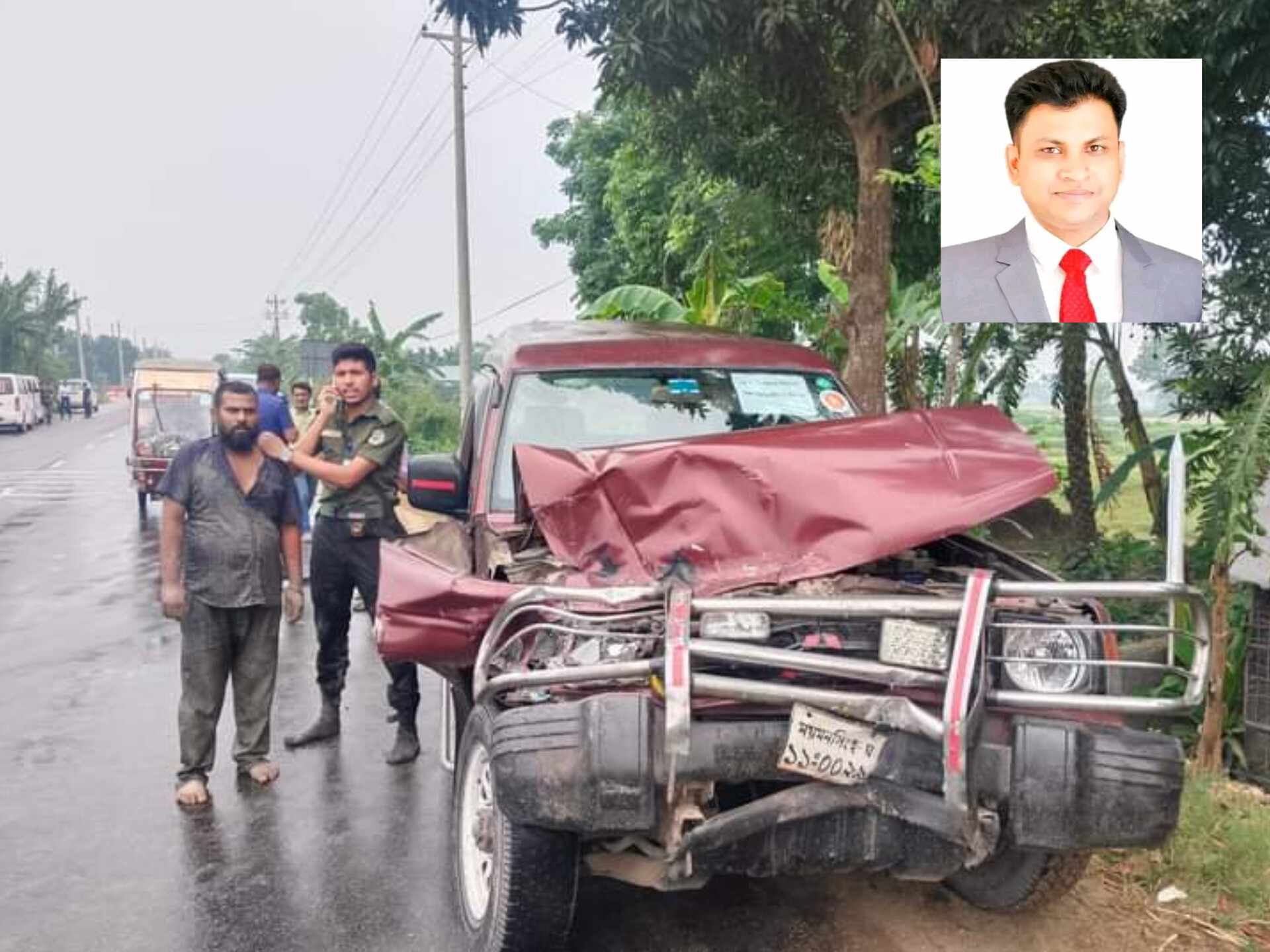 ময়মনসিংহে বাসের সঙ্গে সংঘর্ষে ইউএনও’র গাড়ি : আহত ইউএনও