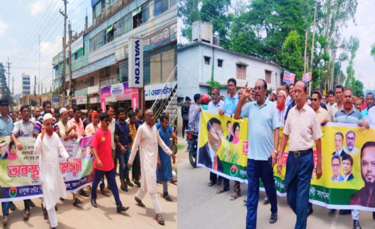 গনহত্যার বিচারের দাবিতে ভালুকায় বিএনপির অবস্থান কর্মসূচী 