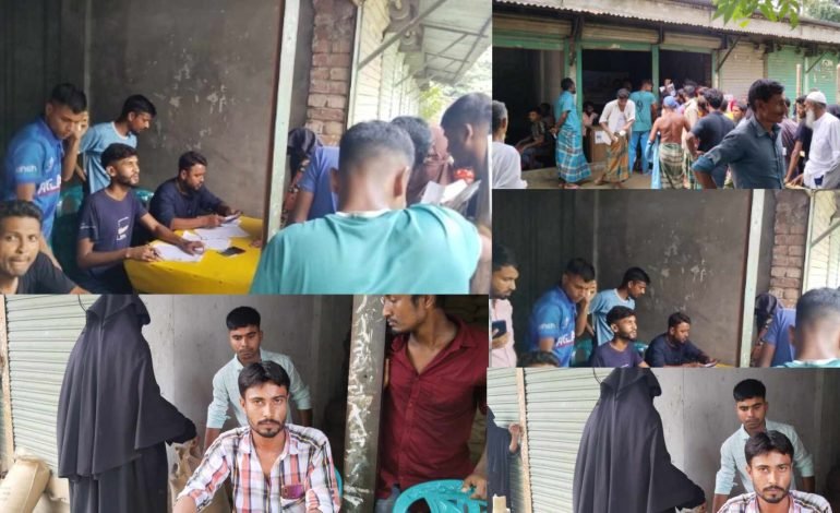 তারাকান্দার ঢাকিরকান্দায় ওএমএস এর চাল বিতরণ